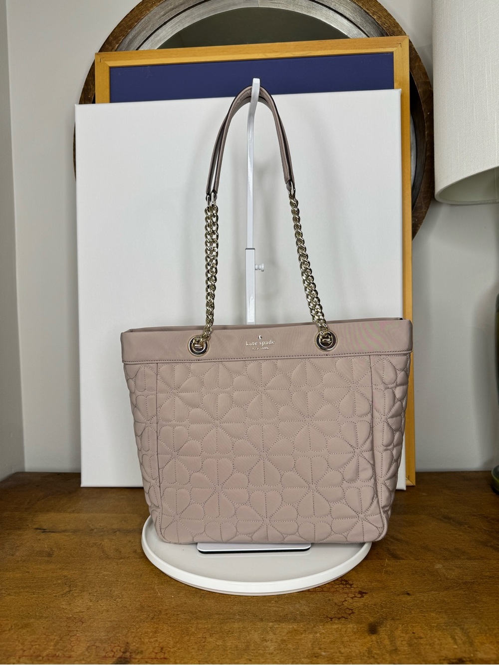 Kate Spade Cozy Grey Flower Quilted Tote